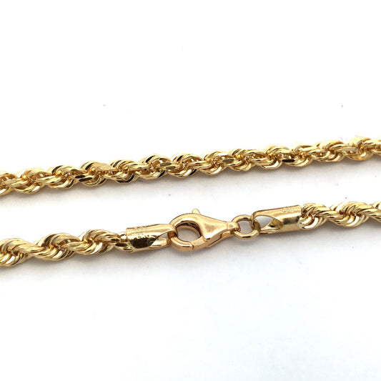Designer RCI 14K Yellow Gold 20" 3 mm Rope Layering Chain Necklace