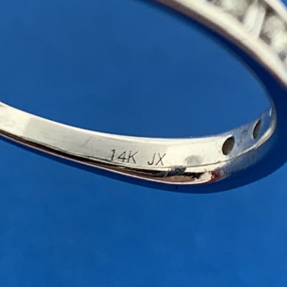 Gorgeous 14k White Gold Round Baguette Cut Diamond Wedding Anniversary Band Ring