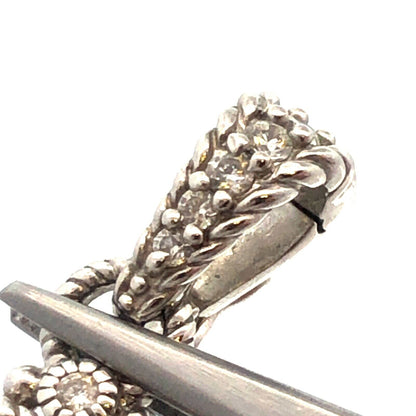 Judith Ripka 925 Sterling Silver CZ Smokey Quartz  Mother of Pearl Cross Pendant