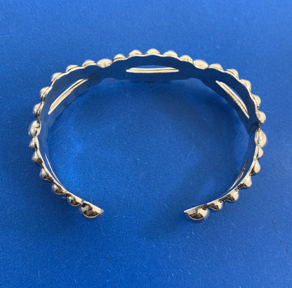 Vintage Taxco TJ-65 925 Sterling Silver Bead Ball Open Statement Cuff Bracelet