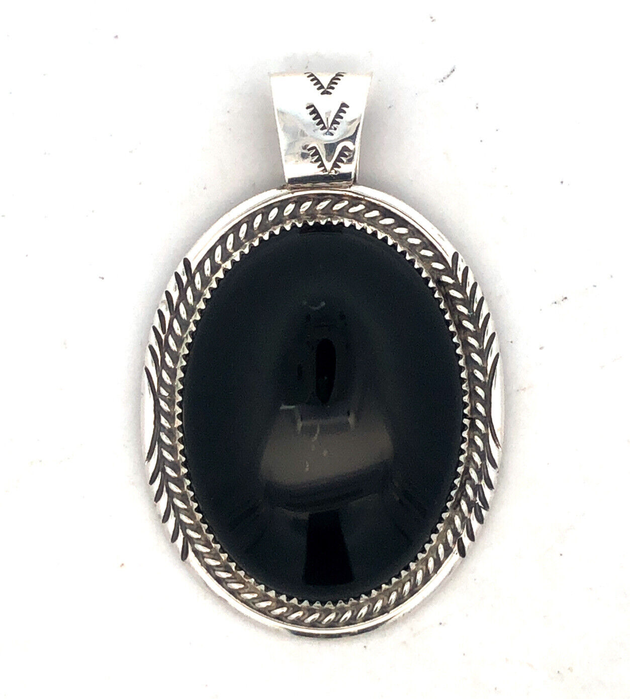 Native American 925 Sterling Silver Black Onyx Storyteller Statement Pendant
