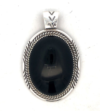 Native American 925 Sterling Silver Black Onyx Storyteller Statement Pendant