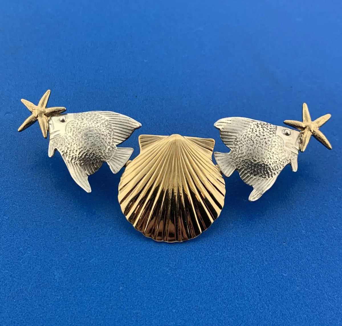 Courtney Peterson 925 Sterling Silver Two Tone Fish Shell Ocean Slide Pendant