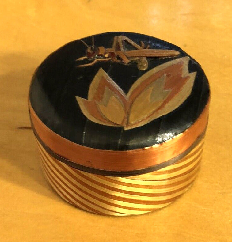 Vintage Bamboo Hand Made Lot Of Two Trinket Boxes