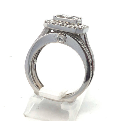 Designer 14k White Gold Princess Invisible Set Diamond Round Wedding Ring Set