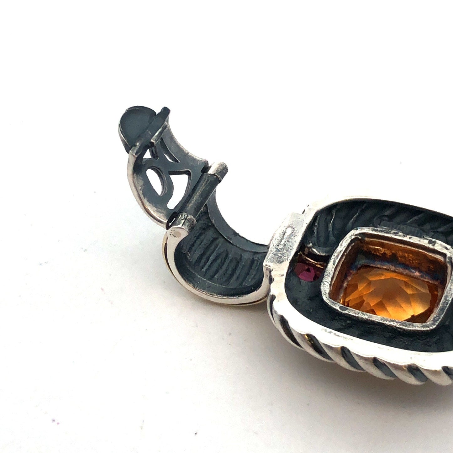 David Yurman 925 Sterling 14K Yellow Gold Citrine Tourmaline Enhancer Pendant