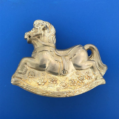 Vintage Leonard Silver Plated Rocking Horse Old Coin Piggy Bank Japan