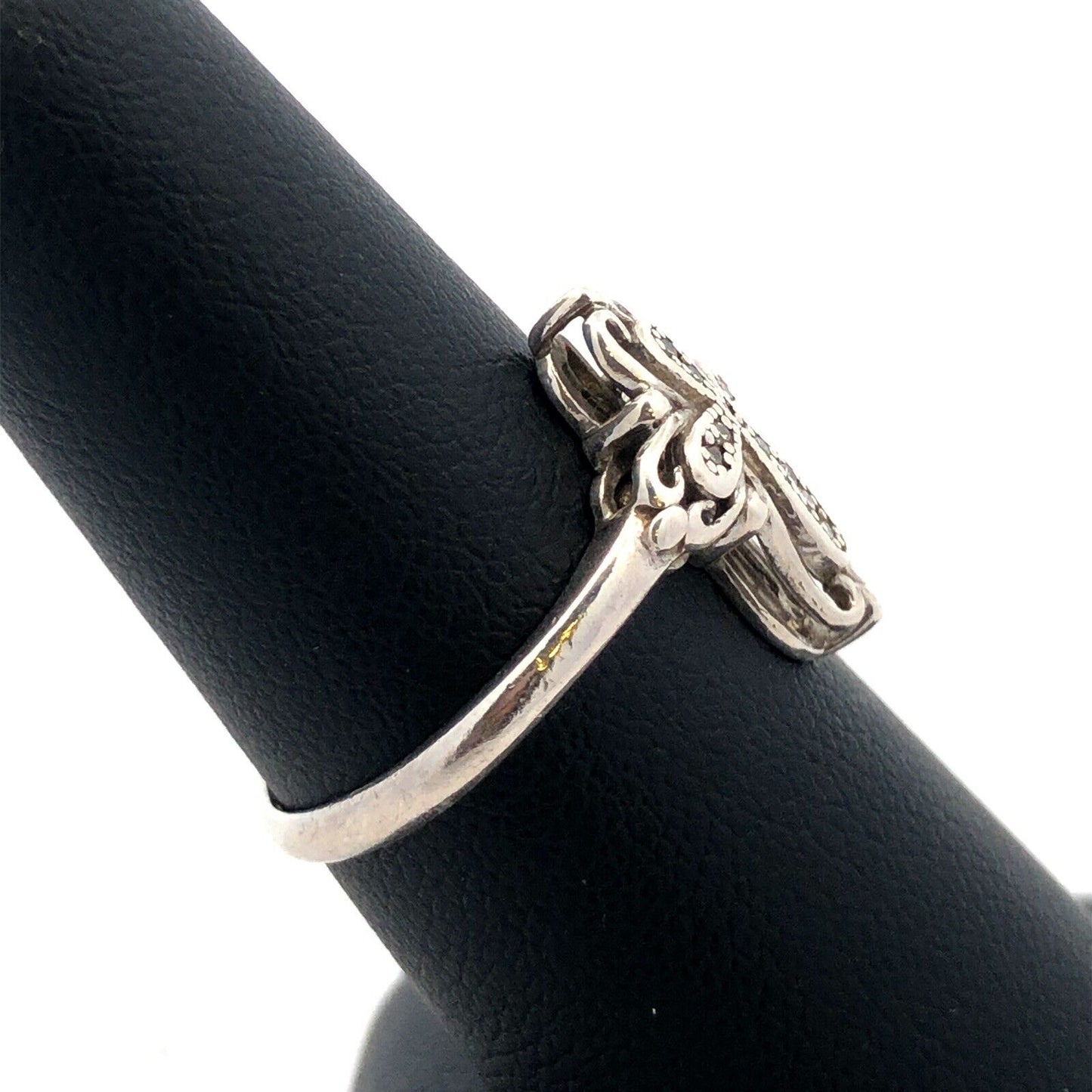 Designer ASHI 925 Sterling Silver Round Diamond Cross Ring