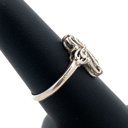 Designer ASHI 925 Sterling Silver Round Diamond Cross Ring