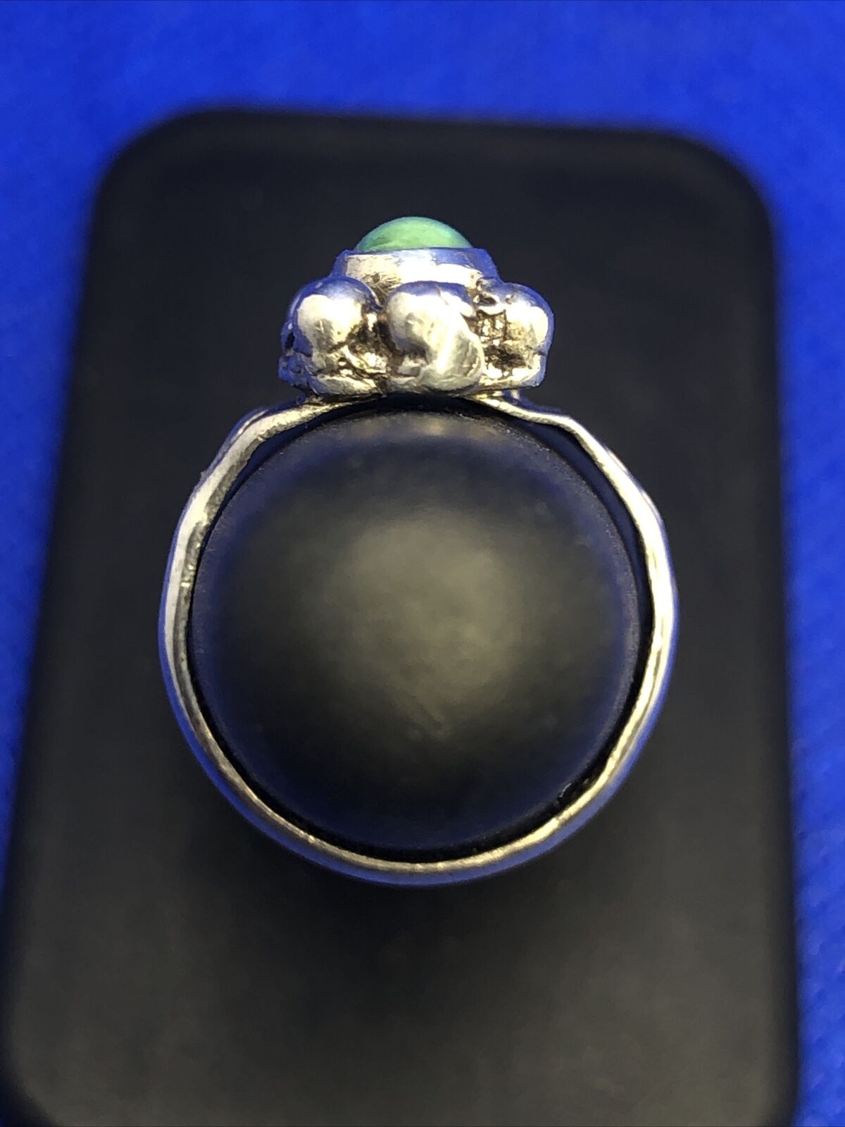 Native American Green Turquoise 925 Sterling Silver Concho Split Shank Ring