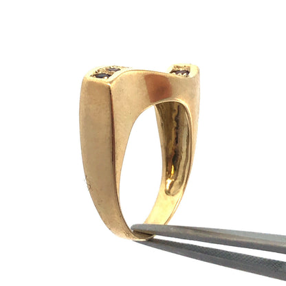 Modernist 14k Yellow Gold Italy Curved Amethyst February Anniversary Band Ring