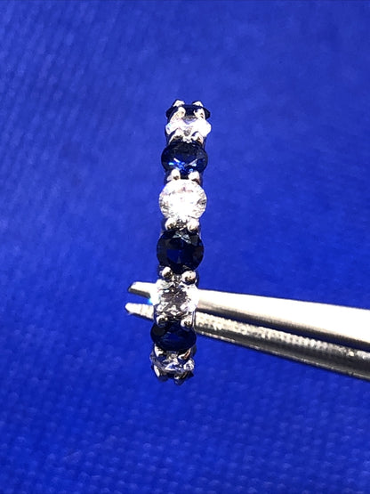 Designer Kiera 925 Sterling Silver White Blue Cubic Zirconia Eternity Band Ring