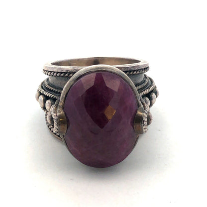 Designer 925 Sterling Silver Oval Cushion Ruby Statement Cocktail Ring