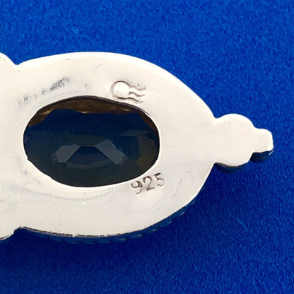 Stunning Sterling Silver 925 Oval Cut Citrine Amethyst Filigree Dangle Pendant