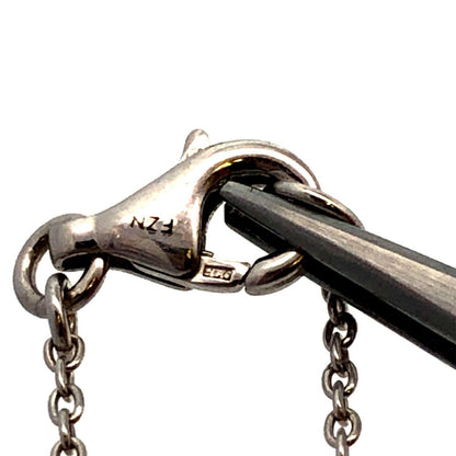 Designer FZN 925 Sterling Silver Entwined Double Heart Pendant Necklace