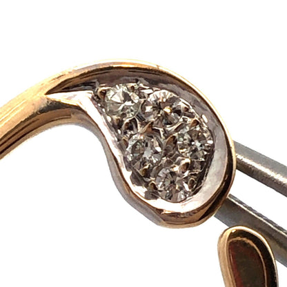 Designer WZ 14K Yellow Gold Round Diamond Oval Modernist Drop Stud Earrings