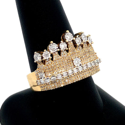 Designer Dadwani 10K Yellow Gold Diamond Pave Crown Statement Ring