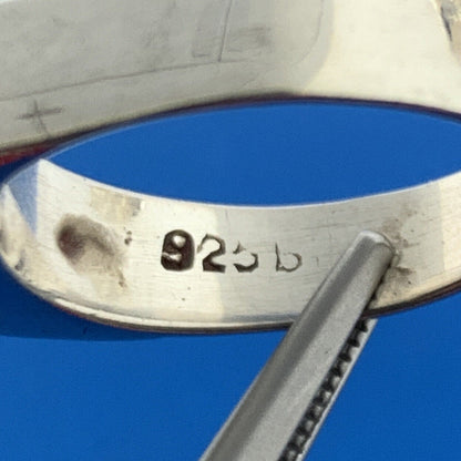 Stunning Mexican Sterling Silver 925 Cabochon Tiger Eye's Quartz Ring Size 7