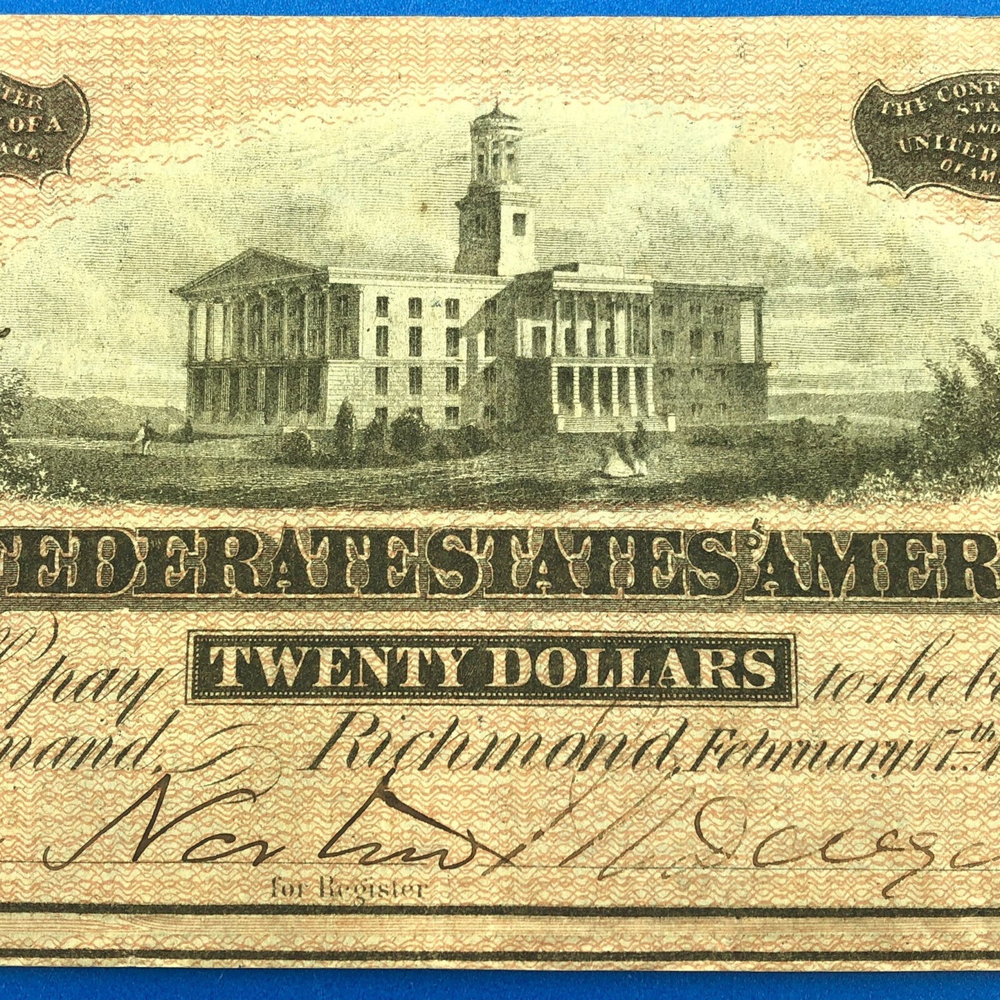 1864 $20 Twenty Dollars Confederate States of America CSA Last Issue T-67 Curren