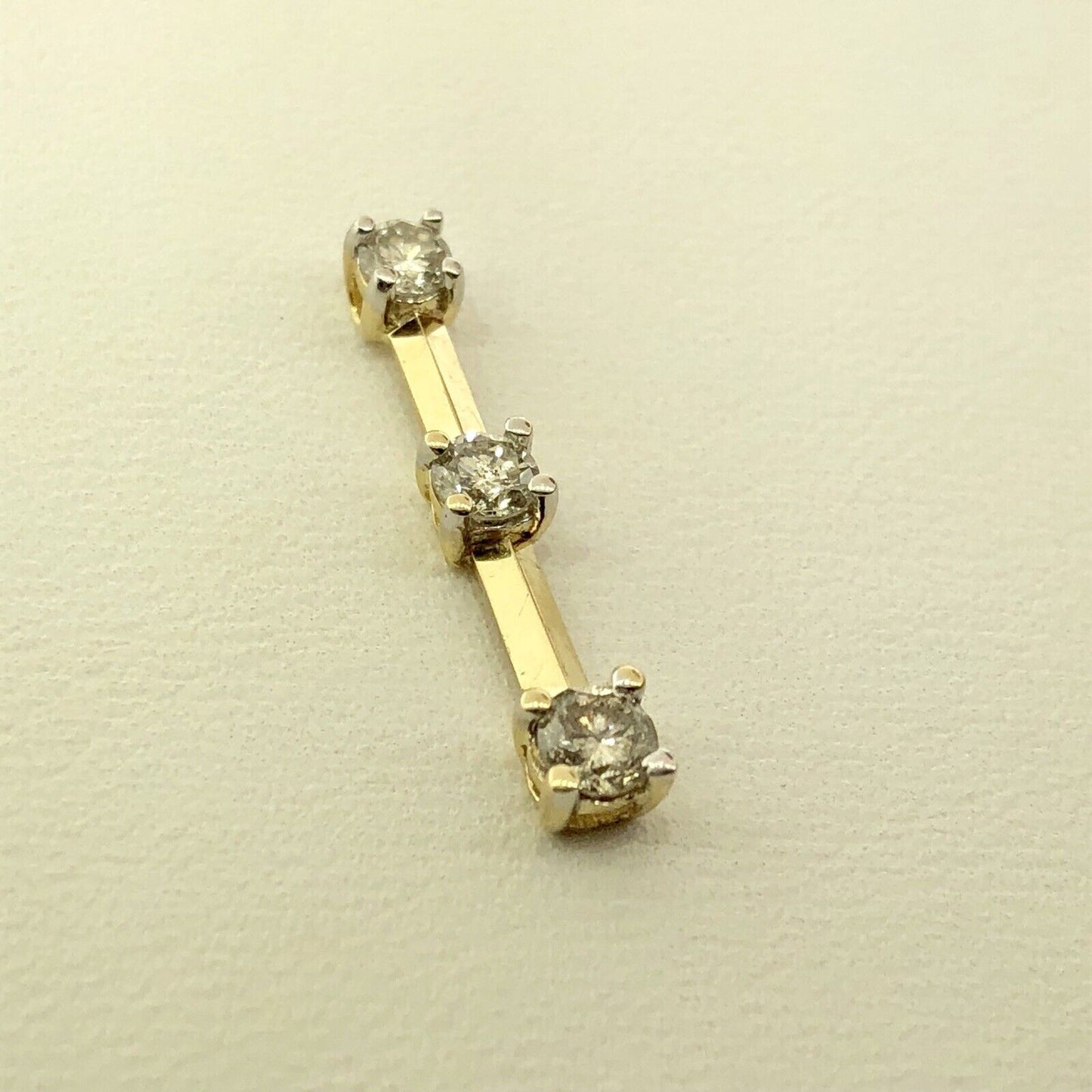 14K Yellow Gold Diamond Infinity Eternity Bridal Anniversary Bar Drop Pendant