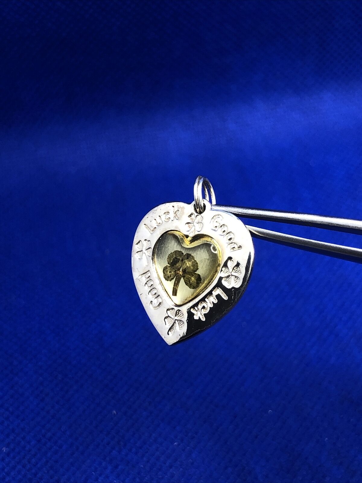 Designer LKY 925 Sterling Silver Lucky Good Luck Four Leaf Clover Heart Pendant