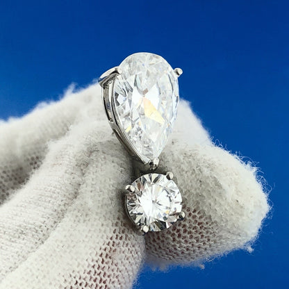 Stunning Designer 14K White Gold Cubic Zirconia CZ Drop Dangle Earrings