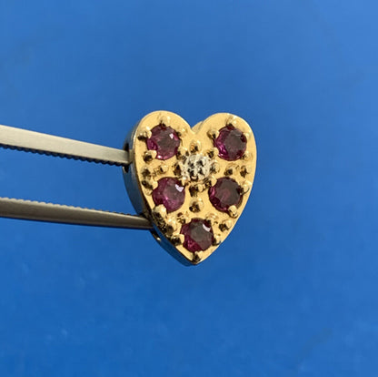 Richard Klein KLJCI 14K Yellow Gold Ruby Diamond Heart Slide Bracelet Charm