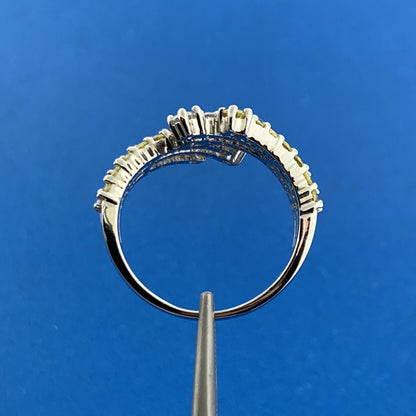 Designer Sterling Silver Pink White Yellow Cubic Zirconia Statement Bypass Ring