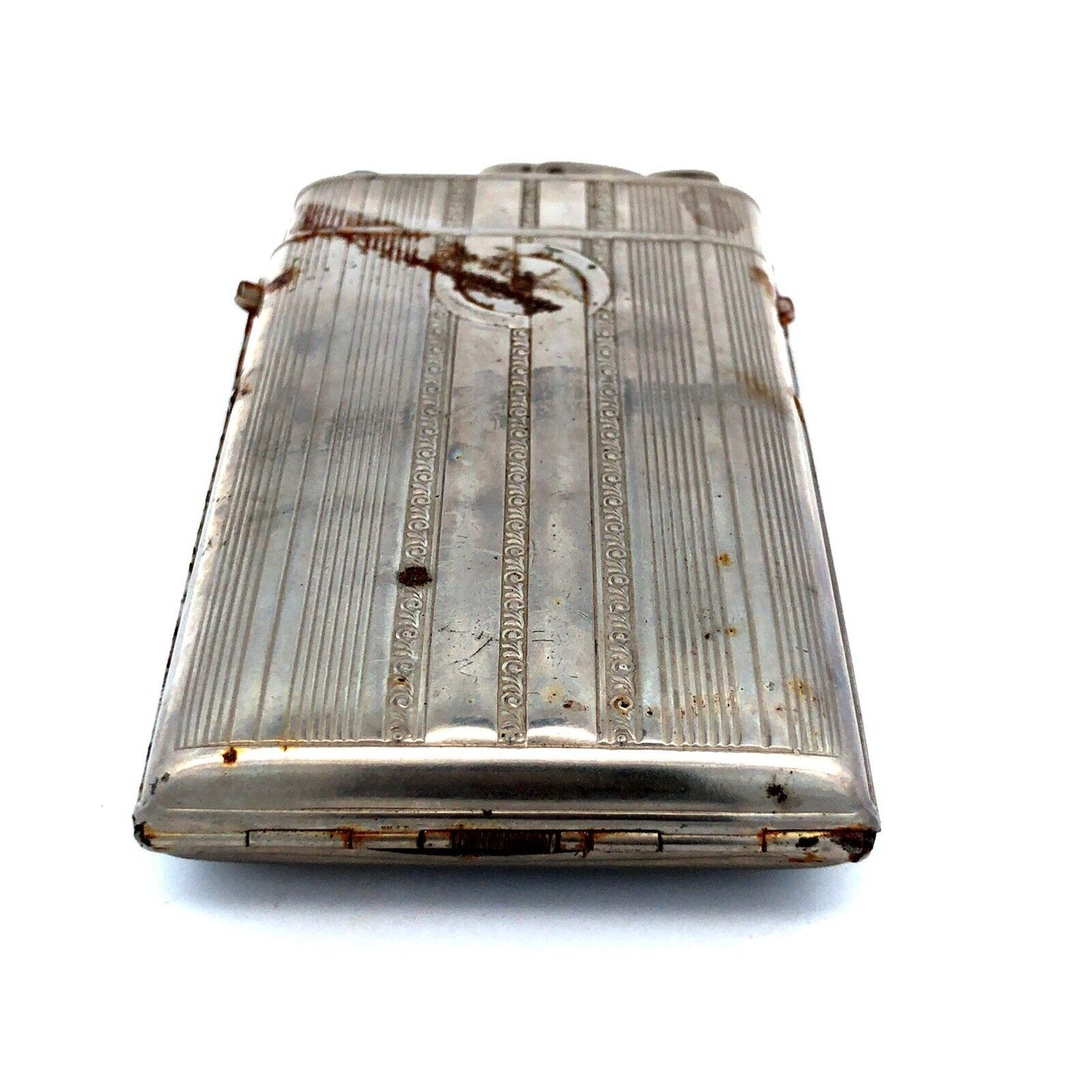 Art Deco Evans Chrome Cigarette Case Lighter Combo Chesterfield Lighter 2pc Lot