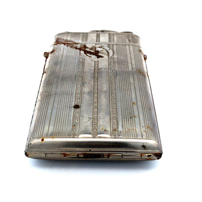 Art Deco Evans Chrome Cigarette Case Lighter Combo Chesterfield Lighter 2pc Lot