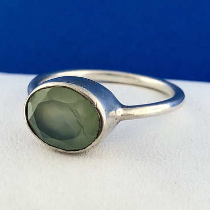 Designer Sterling Silver 925 Oval Green Aventurine Fashion Ring