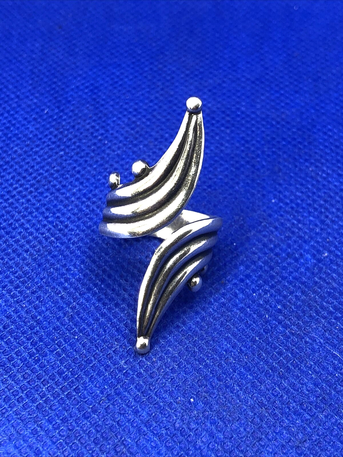 Taxco Mexico RJP 925 Sterling Silver Wrap Texture Statement Finger Ring