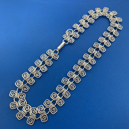 CII Mexico 925 Sterling Silver Modernist Crop Circle Station Statement Necklace