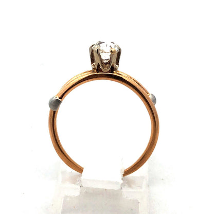 Vintage 18k Yellow Gold European Cut Diamond Ring Carat Size 6