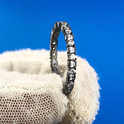 Designer YGI 925 Sterling Silver Cubic Zirconia Antiqued Eternity Band Ring