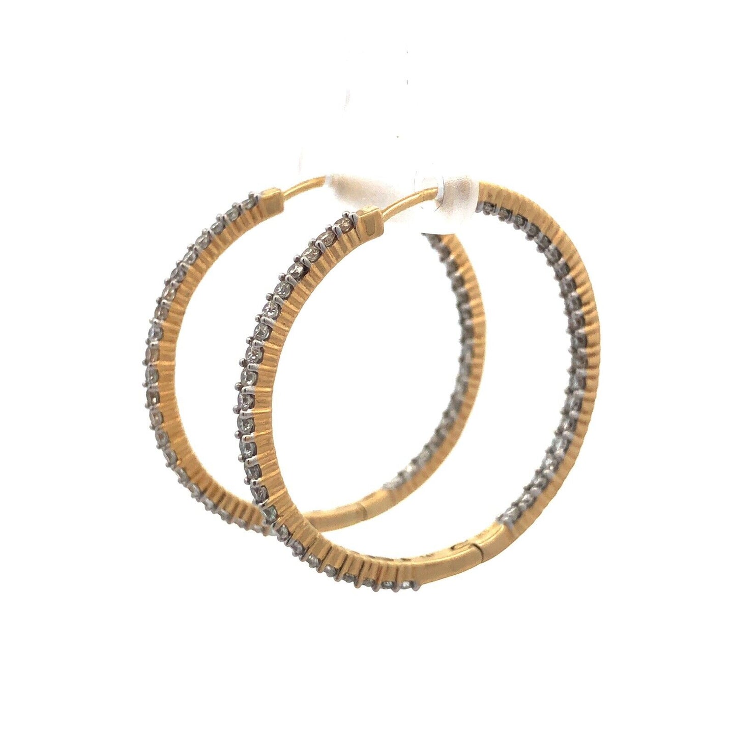 Designer IKS 14K Yellow Gold Diamond Inside Out Statement Hoop Earrings
