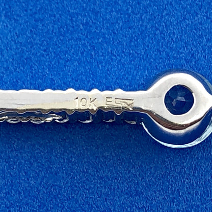 Designer Esx 10k White Gold Blue Topaz & Diamond Womens Bar Charm Pendant
