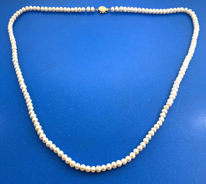 Estate 14K Yellow Gold Ivory Pearl Beaded Necklace