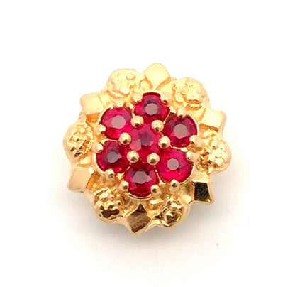 Designer 14K Yellow Gold Round Ruby Slide Bracelet Charm