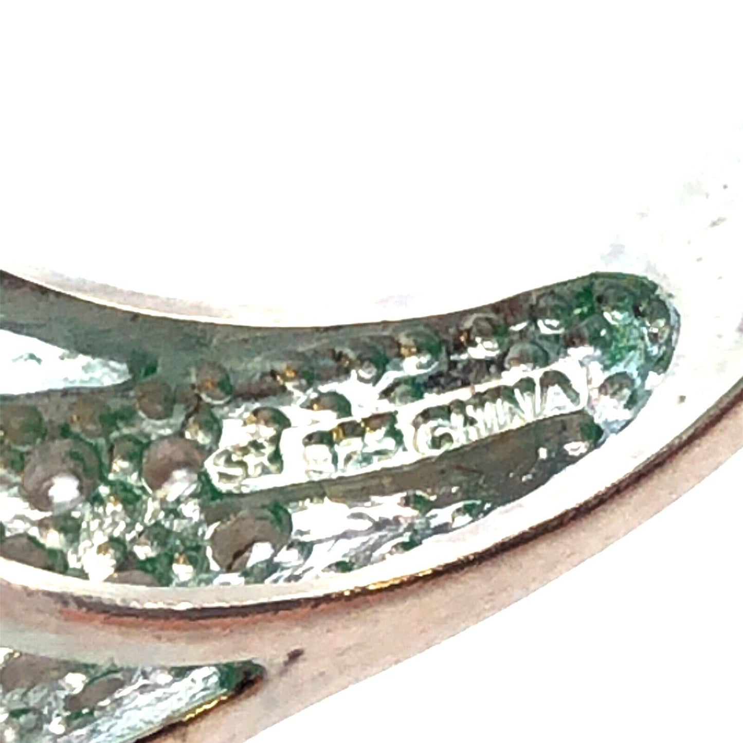 Designer SX 925 Sterling Silver Oval Chrysoprase Cubic Zirconia Statement Ring