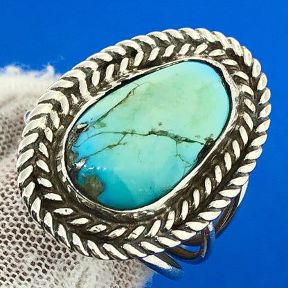 Stunning Sterling Silver 925 Cabochon Turquoise Ring Size 7.5