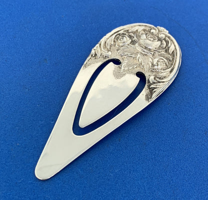 Vintage S Kirk & Sons 925 Sterling Silver Rose Repousse Pattern Book Mark