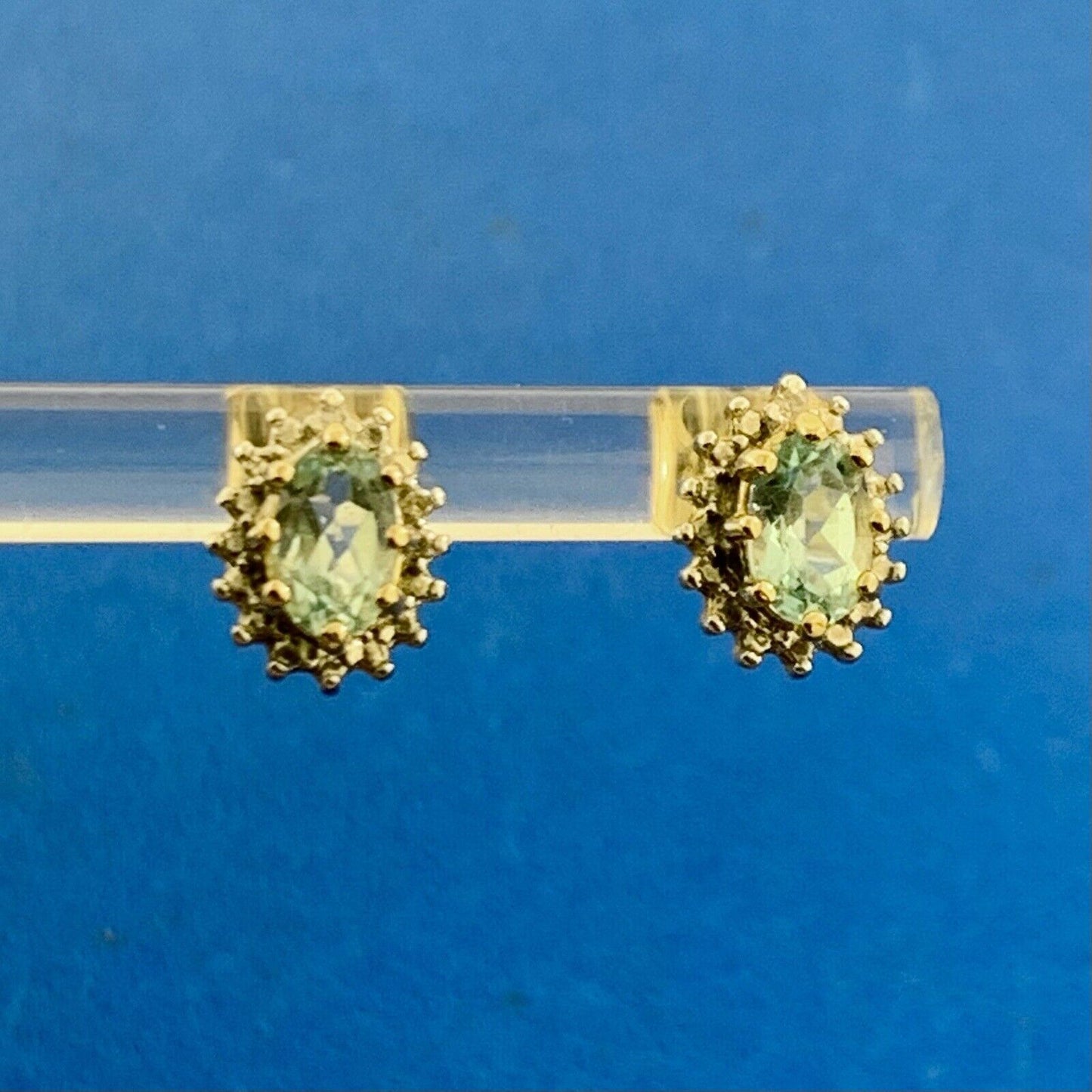 Designer 925 Sterling Silver Vermeil Two Tone Oval Blue Topaz Stud Earrings