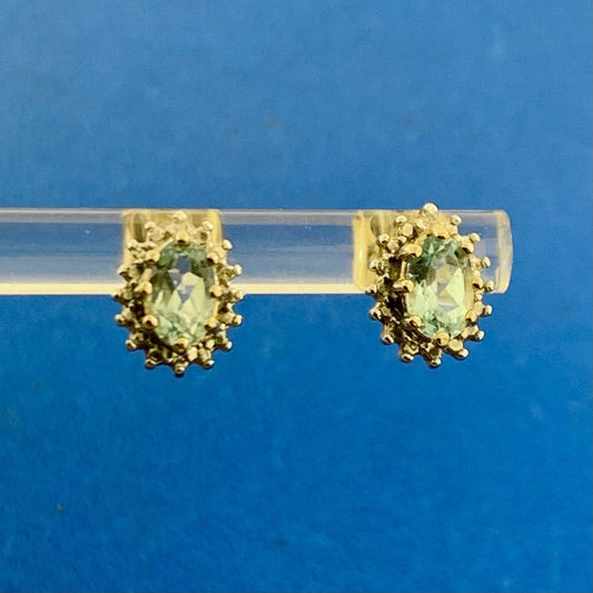 Designer 925 Sterling Silver Vermeil Two Tone Oval Blue Topaz Stud Earrings