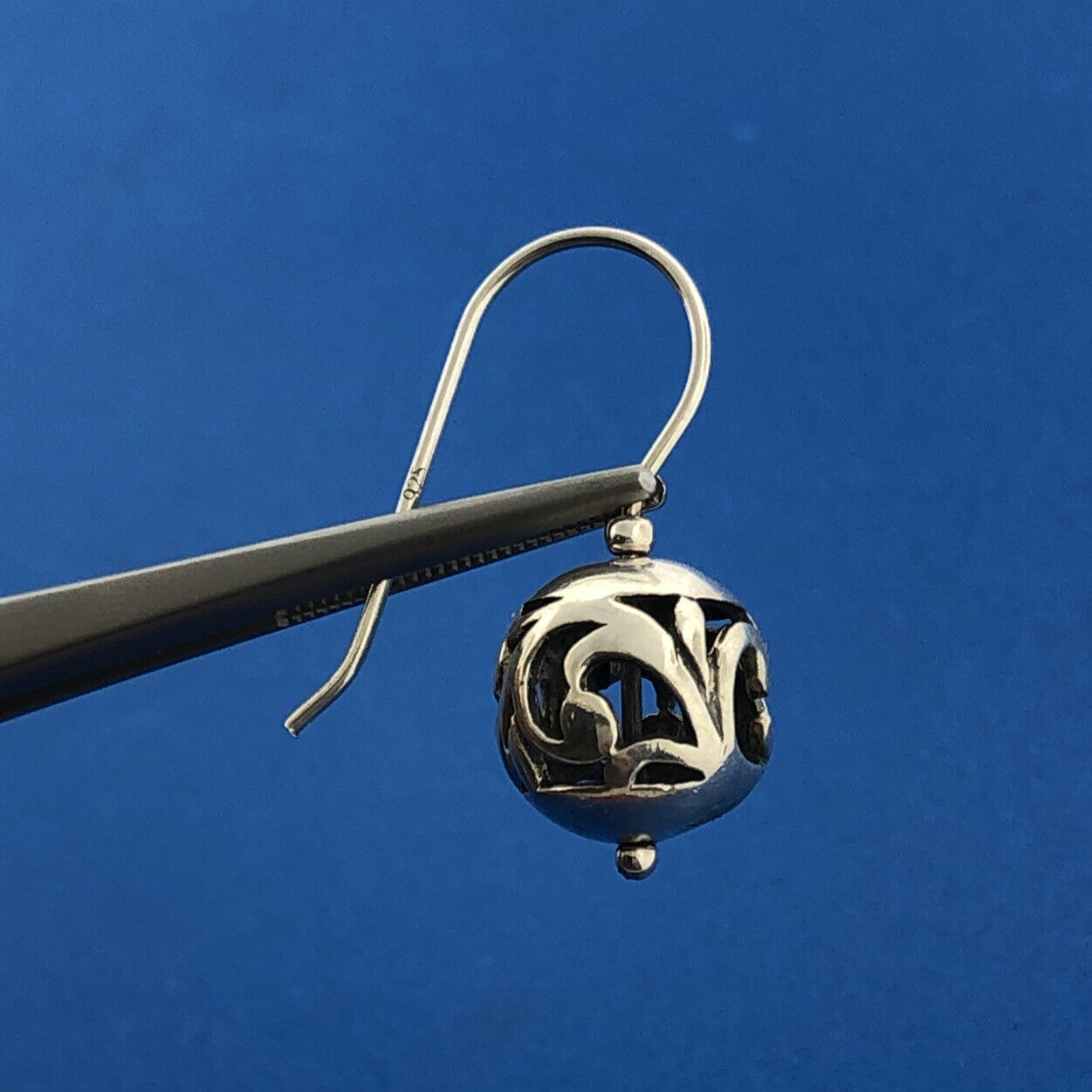 Silpada 925 Sterling Silver Open Scroll Balinese Style Ball Drop Dangle Earrings