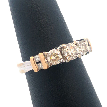 Gorgeous 14k White Gold Round Cut Diamond Raised Crown Band Ring Size 5.25