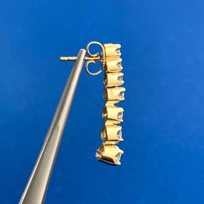 14K Yellow Gold Graduated Round Diamond Statement Stud Earrings