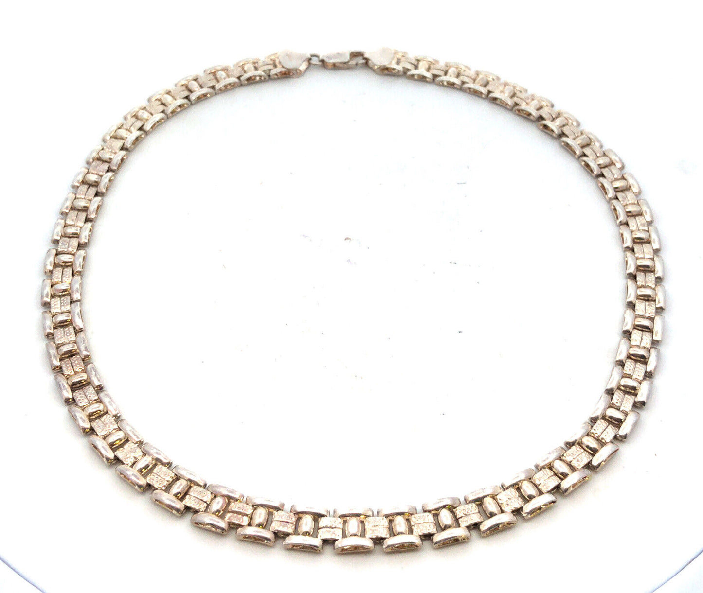 925 Sterling Silver Fancy Square Bicycle Link Chain Necklace