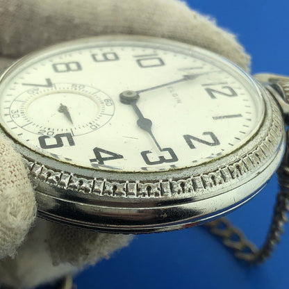 1925 Elgin BW Raymond 21j Grade 478 Base Metal Railroad Pocket Watch Fob Works