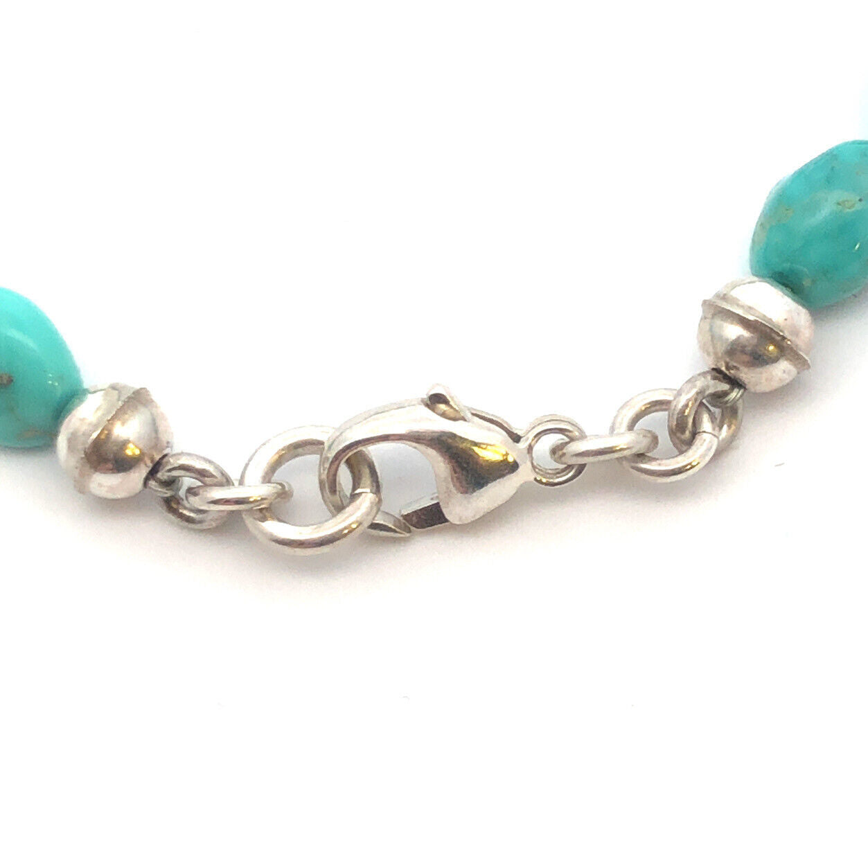 925 Sterling Silver Irregular Natural Turquoise Chunky Bead Bracelet